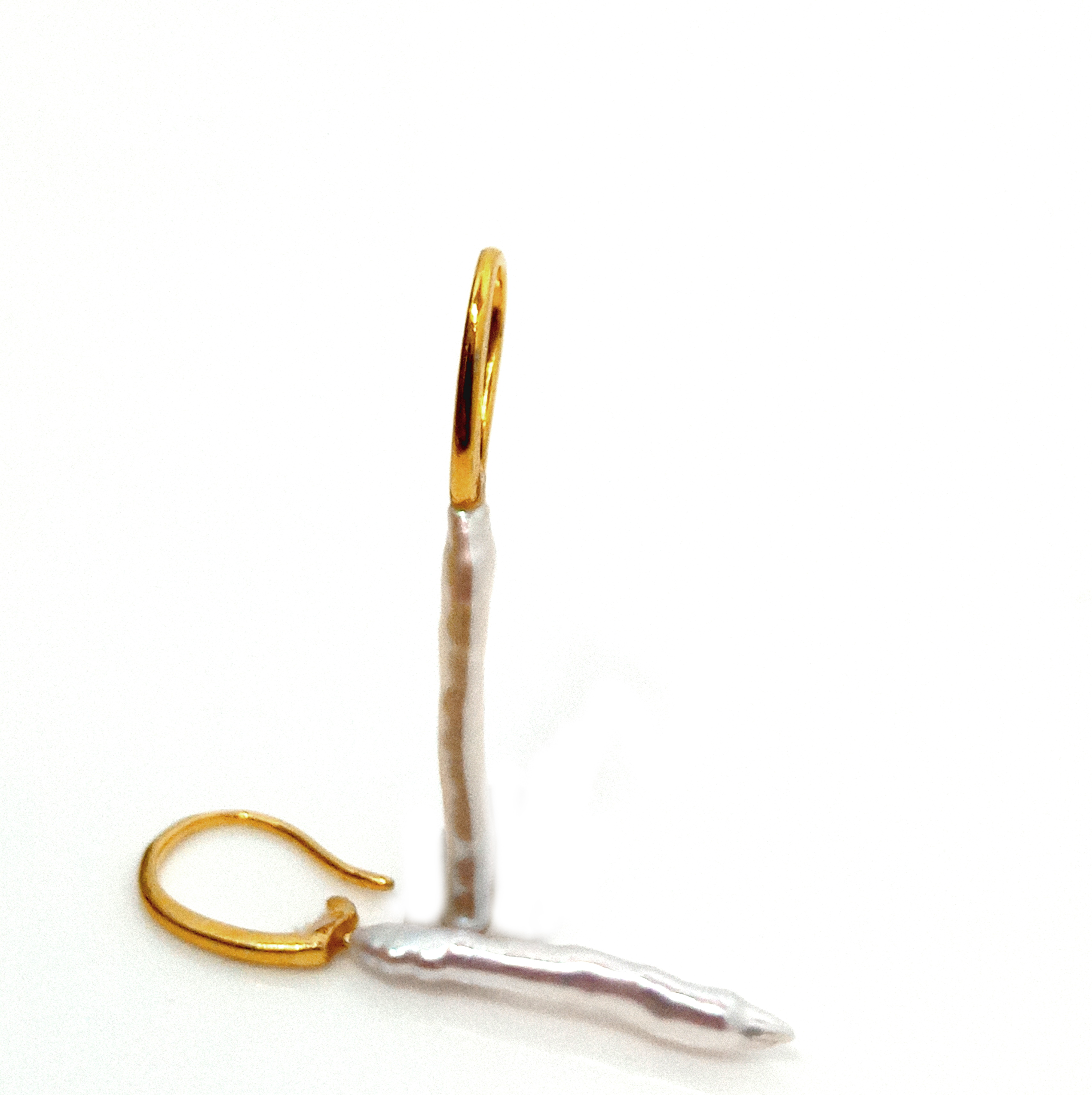 Peach Summer Stick Pearls Earrings